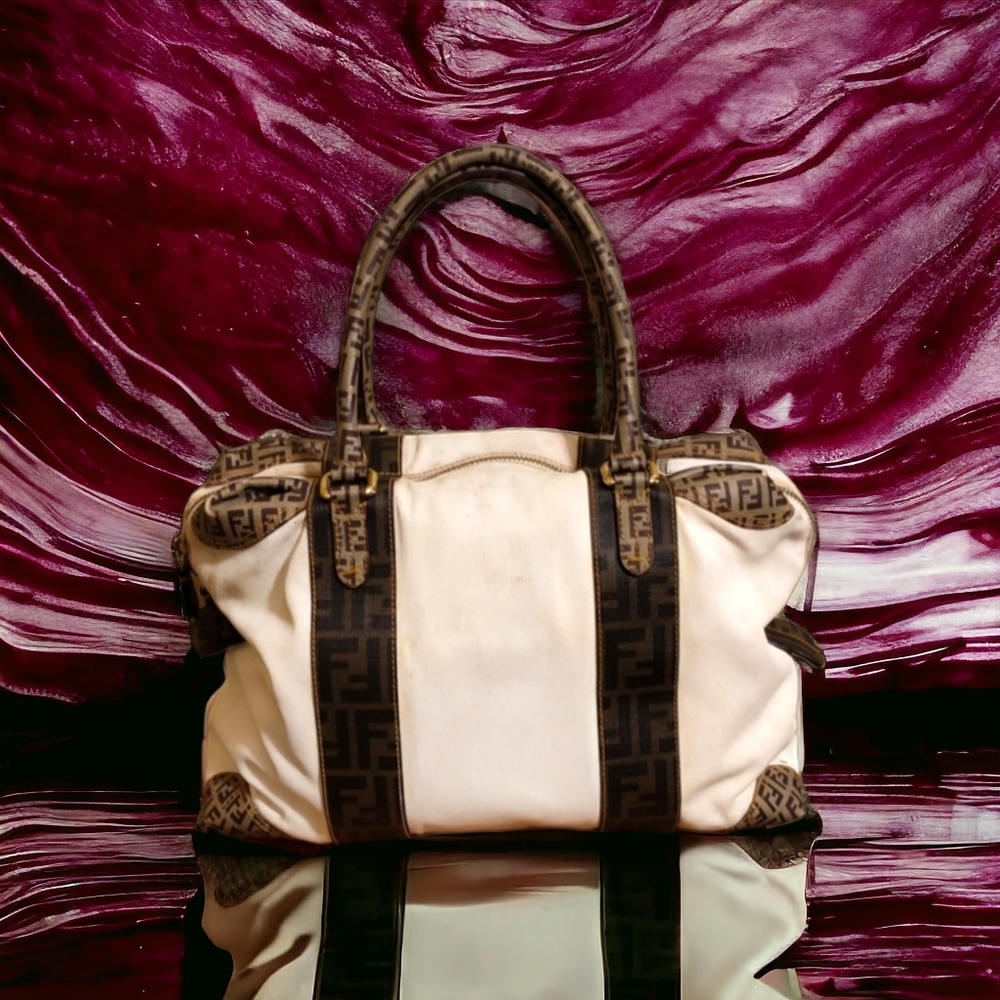 Fendi canvas zucchino spalmati b mix tote